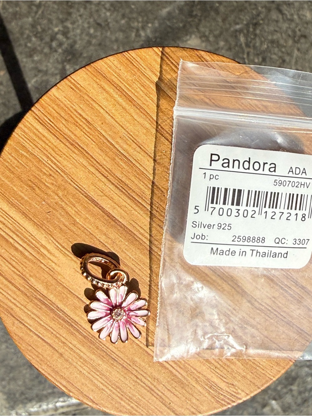Pandora Pink Daisy Flower Dangle Charm